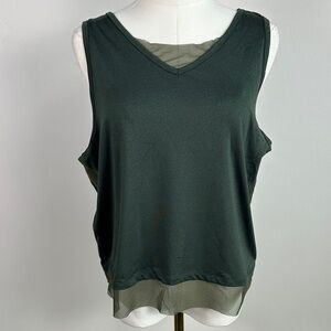 Zyia Lightweight Breathable Mesh Trim Workout Gym Running Tank Top Olive Green L